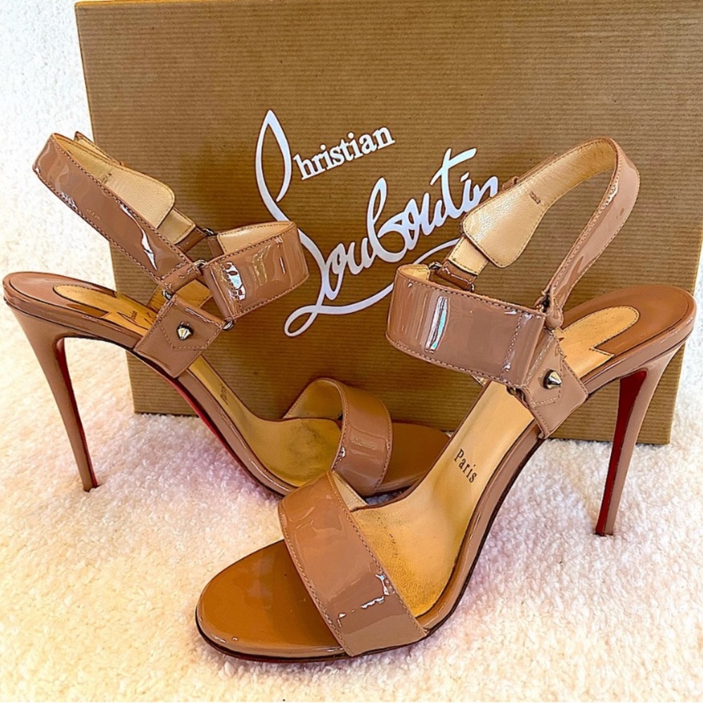 🛑SOLD🛑Christian Louboutin Sova Heel 100 Nude Patent - size 37/7